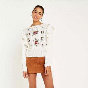 Free People Amy Ruffle Embroidered top